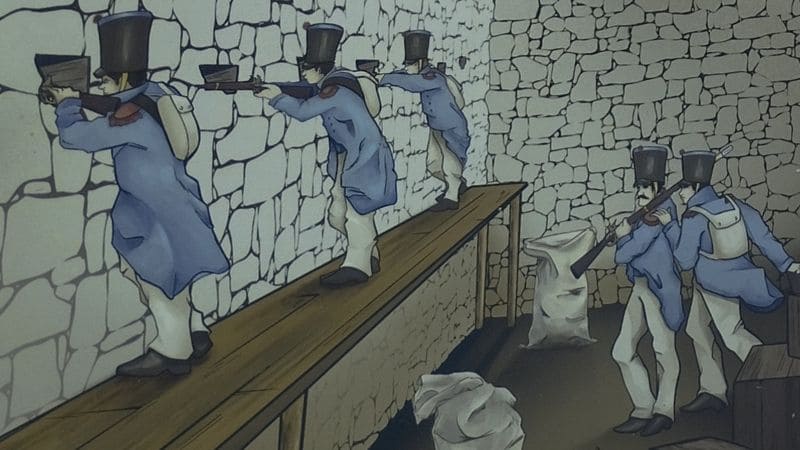 Recreación del muro fusilero de Santander en combate